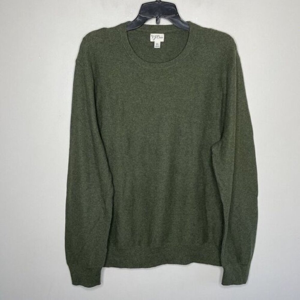 J CREW Sweater Mens XL Dark Green Pullover Cotton Garter Stitch H6060